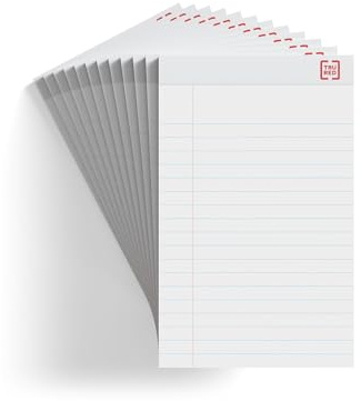 Sustainable Earth Staples TRU RED™ Notepad, 5 x 8, Wide Ruled, White, 50 Sheets/Pad, Dozen Pads/Pack (TR58182)