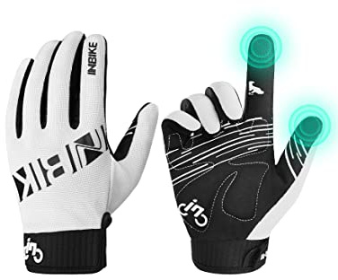 INBIKE Cycling Gloves for Men/Women Bike Gloves with Touchscreen-Padded Anti-Slip Mountain Biking MTB Bicycle Gloves for Cycling/Workout/Gym/Outdoor White M