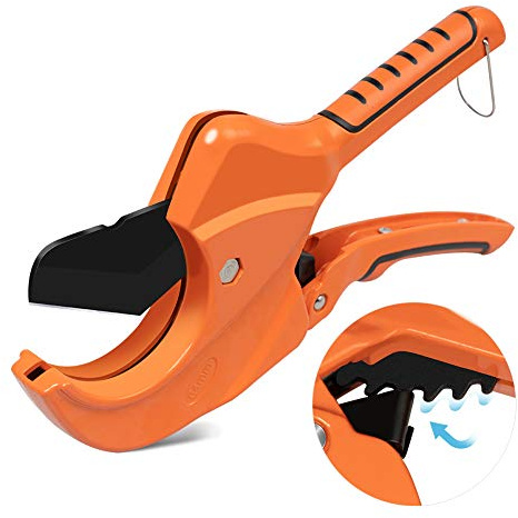 AIRAJ Ratchet PVC Pipe Cutter,Cuts up to 2-1/2PEX,PVC,PPR and Plastic Hoses,Pipe Cutters with Sharp SK5 Stainless Steel Blades,Suitable for Home Repairs and Plumbers