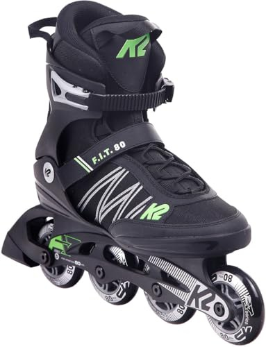 K2 Skates Herren Inline Skates F.I.T. 80, Black - Green, 30E0873.1.1.070