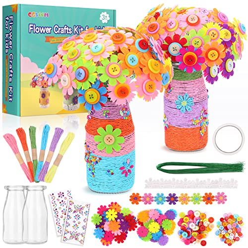 Kit Bricolage Enfant D'art Amusant - Set Créatif Vase et Fleurs - Projets D'artisanat - Cadeaux D'anniversaire des Mères pour Filles Garçons Âgés de 4 à 10 Ans