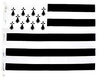 Drapeaux Breton embleme de la Bretagne Gwen Ha du (A Anneaux Qualité supérieure Polyester, 90x150 cm)