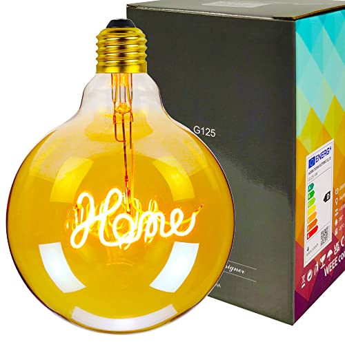 YANUODA Vintage Led Glühbirne G125 Big Globe 2000Kelvin 4W Dimmbar Alphabet Filament Tischlampe Glühbirne Dekorative Glühbirnen 220 / 240V E27 (Home Pendant)