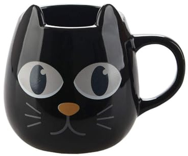 balvi Henkelbecher Wake Cat Farbe Schwarz Temperatursensibler Henkelbecher in Katzenform Wechselt die