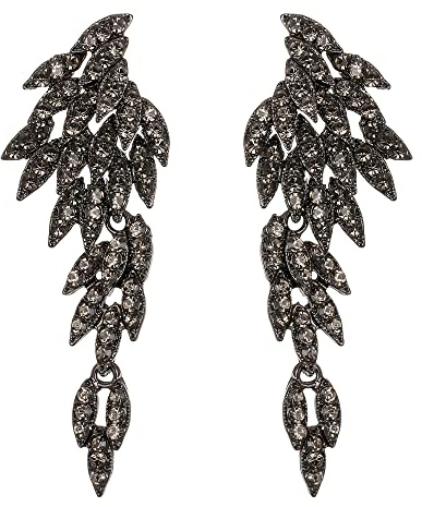 Clearine Statement Ohrringe Art Deco Blatt Cluster baumeln Kronleuchter lange Tropfen Ohrstecker für Damen Klar Silber-Ton
