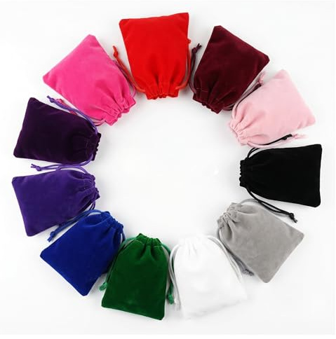 Egurs Samtbeutel Bunte Samtsäckchen mit Kordelzug Geschenksäckchen Geschenk Tasche Schmuck Süßigkeiten Beutel Hochzeit Gunst,10 Farben, 10 Stück 15 * 20CM