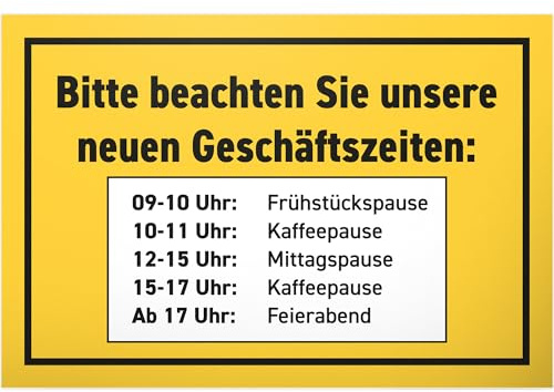 DankeDir! Geschäftszeiten Pausen - 30 x 20 cm Schild Büro Laden - Wanddeko Geburtstagsgeschenk Spruchschild Türschild lustiger Spruch - Kollegen Freunde Geschenk Deko Geschenkidee
