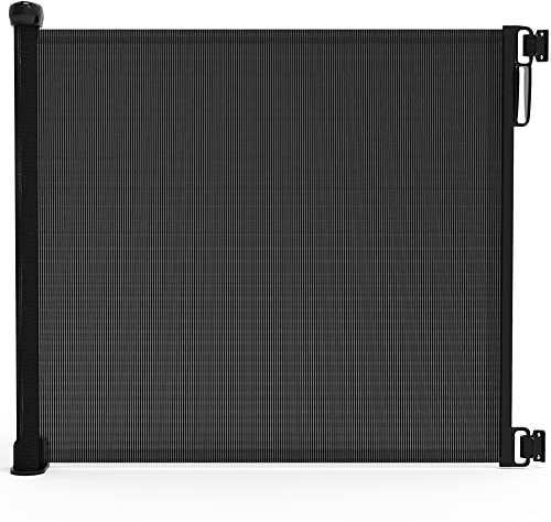 VOUNOT Türschutzgitter Roll 0-180cm, Treppenschutzgitter Ausziehbar Treppenschutzrollo Einziehbares Tür für Babys, Hunde, Katzen, Schwarz