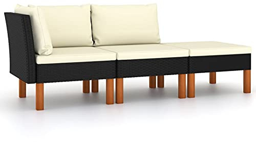 Festnight Balkonmöbel Sofa Balkon Rattan Gartensofa 3-Sitzer Balkonlounge für Keiner Balkon Outdoor Sitzbank Lounge Couch Bank Gartenmöbel Loungemöbel Sitzgruppe Garten