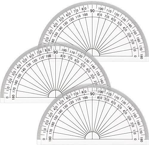 Zonon 3 Pcs 4 Inch Clear Plastic Protractor Bulk Math Protractors Set 180 Degrees Geometry Drafting Tools for Classroom Industry Office Back to School Supplies