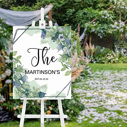 Greenery Willkommensschild aus Holz, Willkommensschild, Begrüßungsschild, Nachname, Hochzeit, Willkommensschild, personalisiert, Hochzeitszeremonie, Willkommensschild für Hochzeitsempfang, 50,8 x 40,6