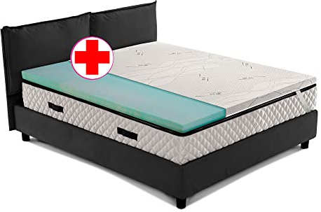 GEEMMA s.r.l. Topper RIGIDO, sovra materasso, correttore materasso ortopedico in BIOGREEN Alto 5 cm in tessuto sfoderabile 4 lati in filo in ARGENTO- ORTOPEDIC singolo 80x190