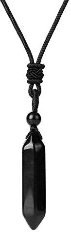 Naturstein Kette Für Damen-Sechseckige Kugelform Natürliche Schwarze Onyx-Stein-Kristall-Anhänger-Halskette – Verstellbare Schwarze Seilkette Kreativer Trendiger Schicker Charme Unisex-Schmuck Pa