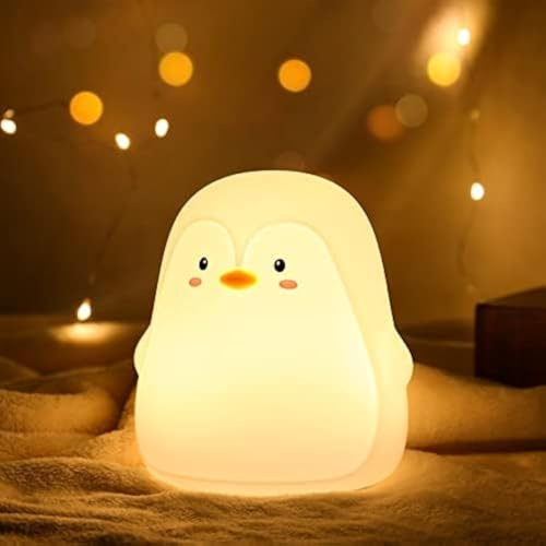 ZKLiLi - Linda luz nocturna de pingüino, luces de pingüino para niños y niñas, luz nocturna, decoración de habitación, lámpara de noche de animales de silicona (Pingüino)