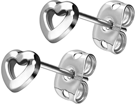 FILANGO 1 Paar Titan Ohrstecker Herz Ohrring Schmuck Silberfarben