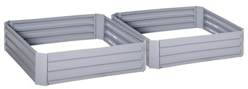 Outsunny Lot de 2 Carré Potager de Jardin 100L x 100l x 30H cm Gris | Tôle d'Acier Ondulée