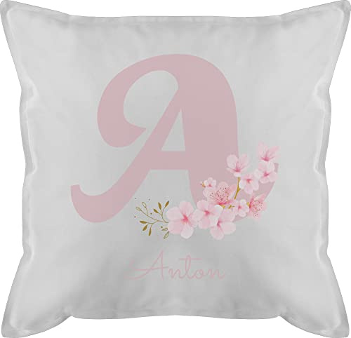 Kissen 50x50 - Initialen Anfangsbuchstabe - Personalisierte Geschenke mit Anfangsbuchstaben I Geschenkideen mit Namen - 50 x 50 cm - Weiß - Buchstabe a namenskissen Buchstaben männerkissen