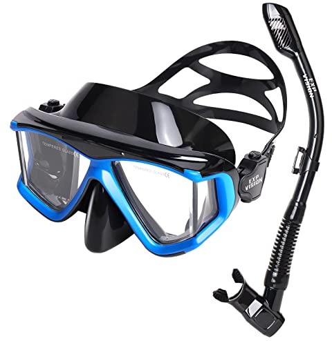 Set da snorkeling per adulti, maschera da snorkeling professionale anti-appannamento, maschera da snorkeling per immersioni all'aria aperta, snorkeling, nuoto (blu 4)