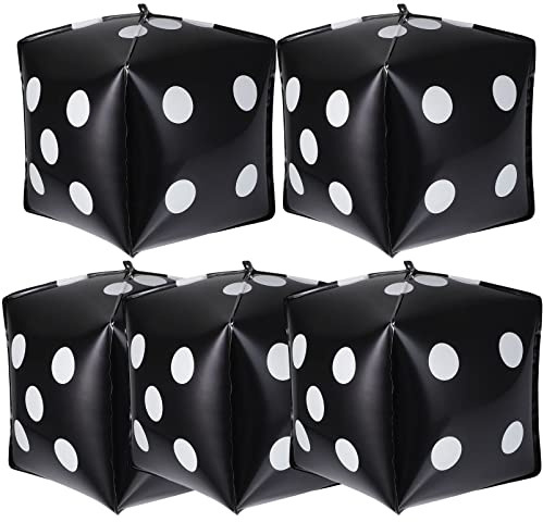Würfelballons, 5 Stück, Aluminiumfolienballons, Themenparty, Dekoration, Poker, Party, Geschenk, Spielabend, Dekoration, Zubehör, 30,5 cm, Schwarz