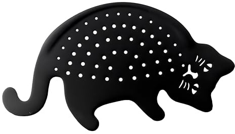 Fisura - Originelles halbmondförmiges Sieb. Katzenförmiges Nudelsieb. Schwarzes Küchensieb. Mehrzweck-Sieb 33 x 17,5. ABS