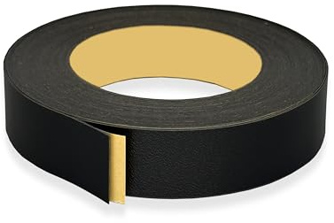 UNMAR Black PVC 1 1/2 inch x 25 ft Edge Banding Tape Peel Stick Adhesive Veneer Edging Trim Wood Laminate Cabinet Furniture Plywood Formica Shelf Countertop Table Repair Strip Band Roll