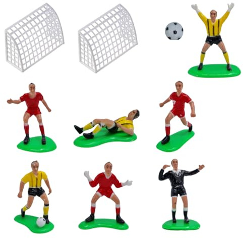 Dekora, Cake Topper für Fußball, Dekoration für Geburtstagstorte, Fußball und Sport, 7 Figuren, 2 Tore und 1 Ball