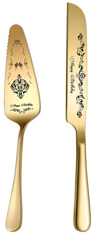 Generisch Tortenheber aus Edelstahl, Hochzeitstortenheber-Set - Kuchenausstecher mit Vintage-Gravur aus Edelstahl,Elegante, gravierte, verdickte Hochzeitstorten-Schneideutensilien für Veranstaltungen