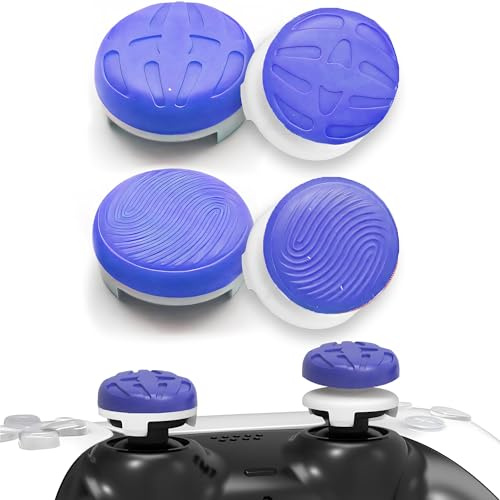 TEUVO Thumbsticks Grips für PS4 Controller und für PS5 Controller, 4 Stück Silikon Daumenstiel Griffe Kappen zur Verbessern Anvisieren, Kontrolle und Genauigkeit, Verringern Daumen Abrutschen, Indigo