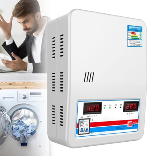 DDZJTPP Estabilizador De Voltaje 220V 15000W,Estabilizador De Voltaje De Potencia Automático con Pantalla Digital Dual,Regulador De Aire Acondicionado De Alta Potencia Cobre Puro para El Hogar