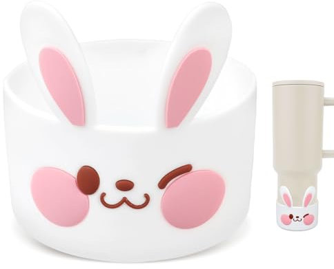 Cartoon Rabbit Boot for Stanley Cup 40/30oz, Avoid Scratches & Noise Silicone Boot Sleeve for Stanley Tumbler Bottom Protector Cover Compatible with Stanley Cup & Hydro Flask Accessories