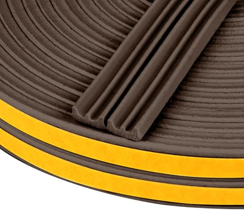 Flintronic 20m Dichtungsband für Türen Fenster, 9mm x 4mm E-Profil | Gummidichtung Selbstklebend Schaumstoffband Türdichtung Fenster, Gummidichtung für Kollision Siegel Schalldämmung (Braun)
