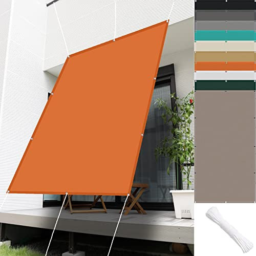 Large 5.5x9m Waterproof Patio Awning Shade Sail with 98% UV Block Ideal for Carport Swimming Pool Plants Includes Free Rope & Fixing Kit Orange Shade Netting
