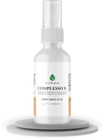 ERBEX - Complesso B Spray Sublinguale 20 ml | B1 B2 B5 B6 B12 + Acido Folico + Biotina | Energia e Sistema Nervoso | Senza Alcool e Zuccheri