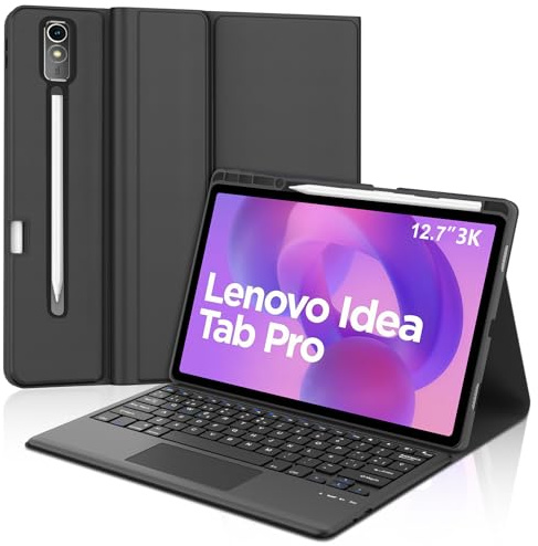 FOGARI Teclado con Touchpad para Lenovo Idea Tab Pro 12.7 2025 | Funda con Español Ñ Teclado Bluetooth con Trackpad para Tablet Lenovo Idea Tab Pro 12.7 2025, Negro