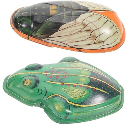 Hohopeti Retro Blechspielzeug Miniatur Frosch Und Zikaden Spielzeug Robustes Für Nostalgische Dekoration Wohnräume Büro Geschenkidee
