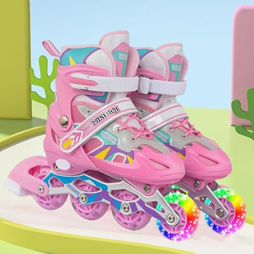UUE Inline Skates, Inliner Roller Skates mit 4 Größen Verstellbar, Inliner Kinder mit leuchtenden LED Rollen, Umschaltbare Doppelreihe Rollerskates, Inlineskates für Kinder Erwachsene Mädchen