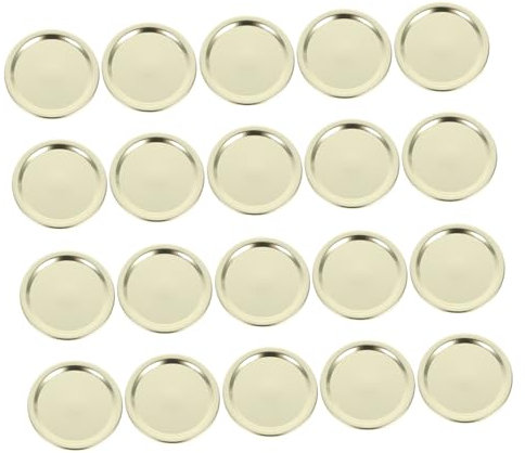 Alipis 20pcs Metal Mason Jar Lids Replacement Tinplate Canning Jar Caps Sealing Covers for Airtight Storage Lids Regular Mouth Seal Ring