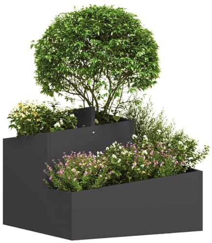 vidaXL Maceta de Plástico Negra de Polietileno Alto Densidad de, 60cm, Moderna y Duradera. Ideal para Interior y Exterior. Resistente al Agua Decorar el Salón, Jardín o Balcón. Incluy