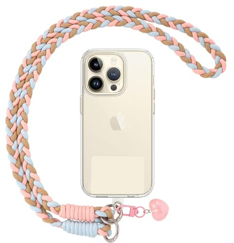 Votvloay Cordino per Cellulare Telefono Universale,Adatto a Tutti Gli Smartphone, Rimovibile Cordino da Collo Nylon Catena Collana Tracolla con Toppa di Fissaggio - Rosa, Blu, Cachi