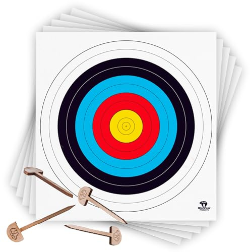 BEARPAW PRODUCTS Zielscheibenauflage 20 Stück Blatt Nach FITA Auflagen Für Bogenschießen Zielscheibe Auflage Zielscheiben Scheibenauflagen Zielpapier Für Jagd & Schießen (60 cm x 60 cm)