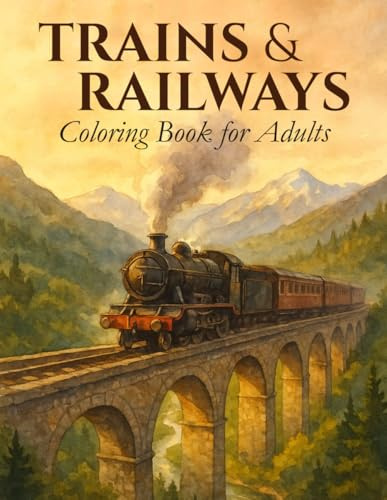 Trains & Railways Coloring Book for Adults: Explore the Beauty of Locomotives, Steam Engines & Scenic Tracks – A Relaxing Journey Through Historic and Modern Railroads