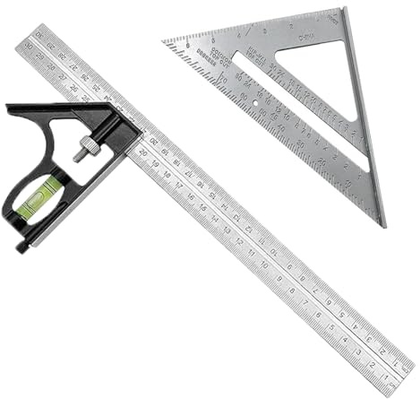 Set Square Tool With Spirit Level, Dimensional Measurement Combination Square, Engineers Easy Reading Set Square Carpentry, Square Ruler for Accurate Adjustable Woodworking Measurement