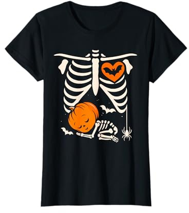 Costume d'halloween Amusant pour Femme Enceinte, Citrouille, Cage côtelée T-Shirt