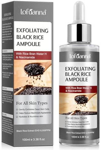 Peeling Facial Arroz Negro 100ml, Exfoliante Facial de Arroz Negro, Exfoliante Coreano con Niacinamida, Limpieza Profunda de Poros, Elimina Puntos Negros, Iluminador Facial Hidratante, Piel Sensible