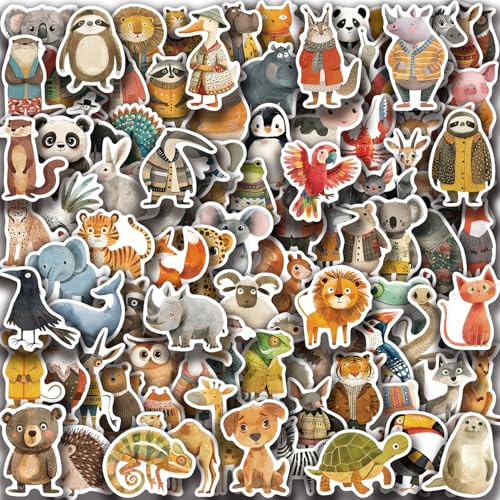 105 Stück Tier Sticker für Kinder, Niedliche Wasserdichte Vinyl Aufkleber für Trinkflaschen & Laptops, Lustige Kinderzimmer Belohnungen für Grundschüler