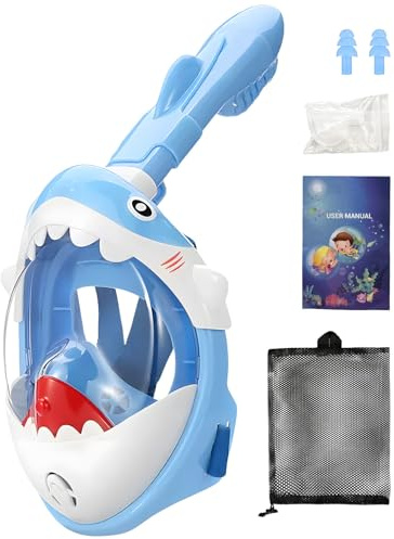 Schnorchelmaske für Kinder, 180° HD Panoramablick Vollgesichtsmaske, sicheres Atmen, Tauchmaske, beschlagfrei und auslaufsicher, Perfekte für Schwimmtraining, Urlaub, Geburtstagsgeschenk für Kinder