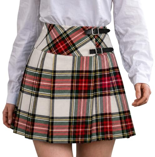 BRAW CLANS TARTANS Ladies Tartan Mini Kilt Skirt for Women - Traditional Scottish Tartan Plaid Dress - Adjustable Straps - UK Size 18 - Dress Stewart