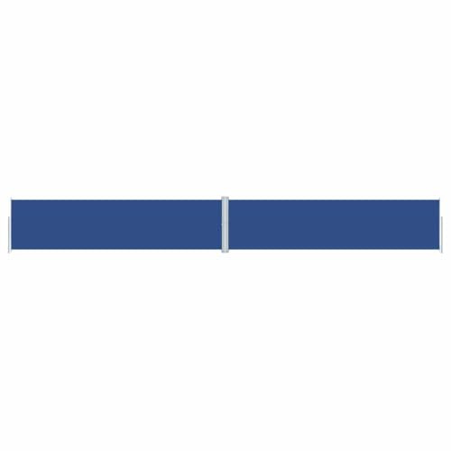 hliofuir Store latéral extensible - Bleu - 220 x 1200 cm - Double store latéral comme brise-vue et protection contre le vent - Pour jardin, terrasse et balcon - Brise-vue extensible avec poteaux