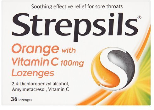 Strepsils Orange with Vitamin C 100mg 36 Lozenges by Strepsils
