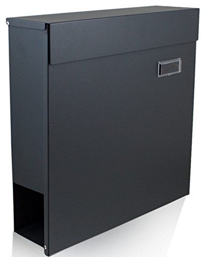 BITUXX Wandbriefkasten Briefkasten Postkasten Mailbox Letterbox mit Zeitungsfach Dunkelgrau Anthrazit